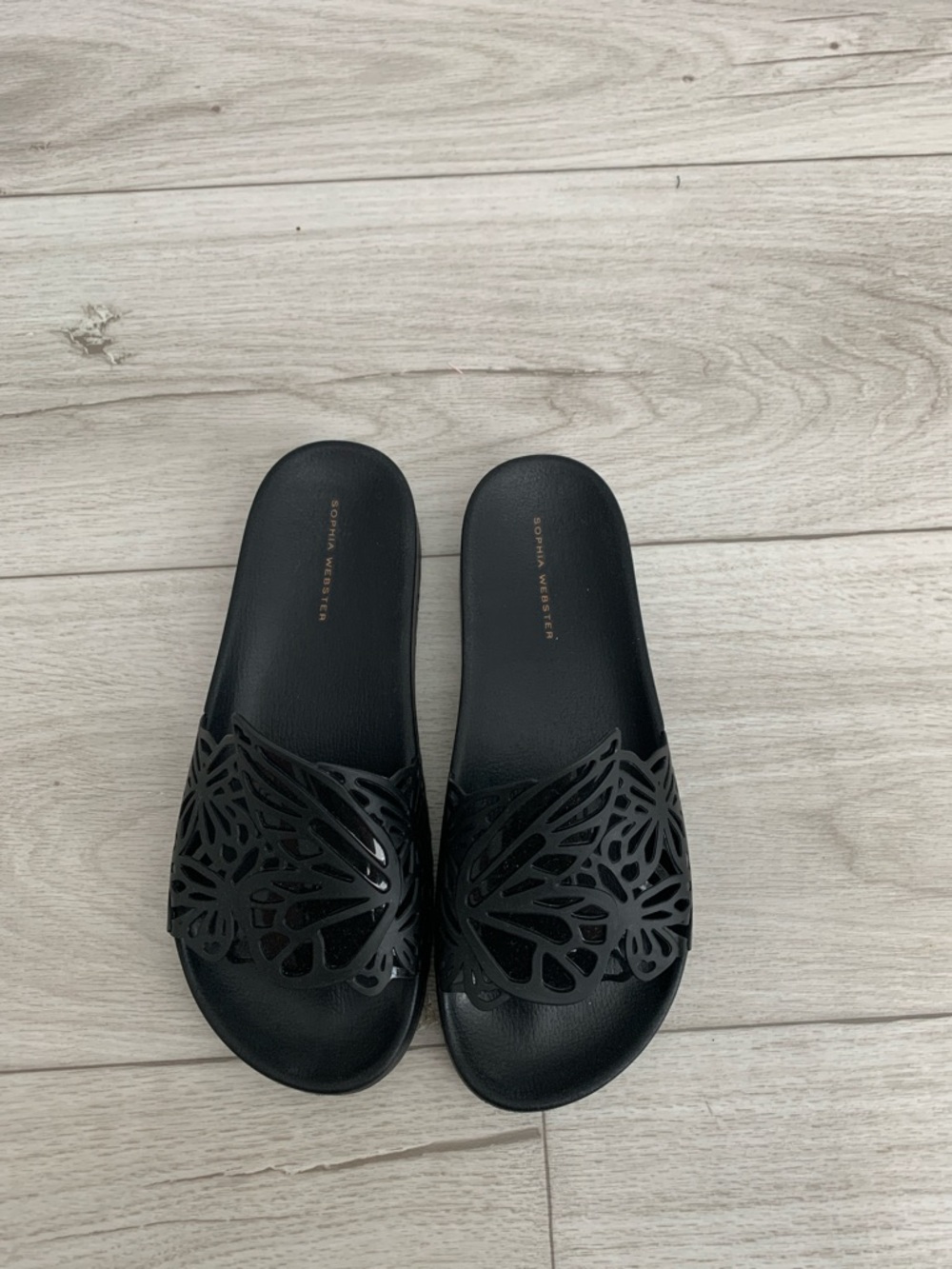 Sophia Webster Black Butterfly Slide Sandals